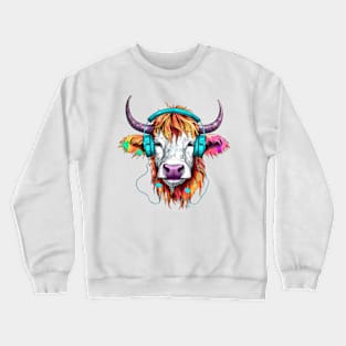 Retro Cow with Headphones #3 Crewneck Sweatshirt